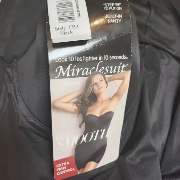 Miraclesuit Strapless Slip Dress Black Size 38B NWT